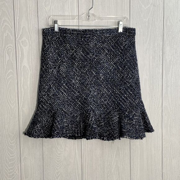 Theory Blue Multi Autumn Tweed Diag Zip Skirt Size 10 NWT - Picture 2 of 5